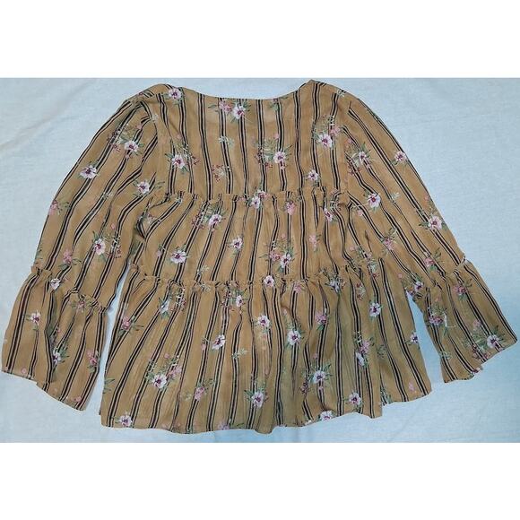 Forever 21 Mustard Floral Peplum Top – Size Small - Picture 2 of 4